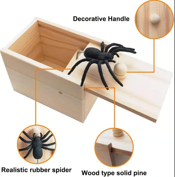 Original Spider Prank Box - Wooden Jump Scare Gag Gift for Adults, Valentine's day, April Fools & Halloween Pranks Kit, Funny Birthday Surprise Toy with Realistic Spider (Best Practical Joke for Men, Teens, Office),sohochic Original Spider Prank Box - Wooden Jump Scare Gag Gift for Adults, Valentine's day, April Fools & Halloween Pranks Kit, Funny Birthday Surprise Toy with Realistic Spider (Best Practical Joke for Men, Teens, Office),sohochic