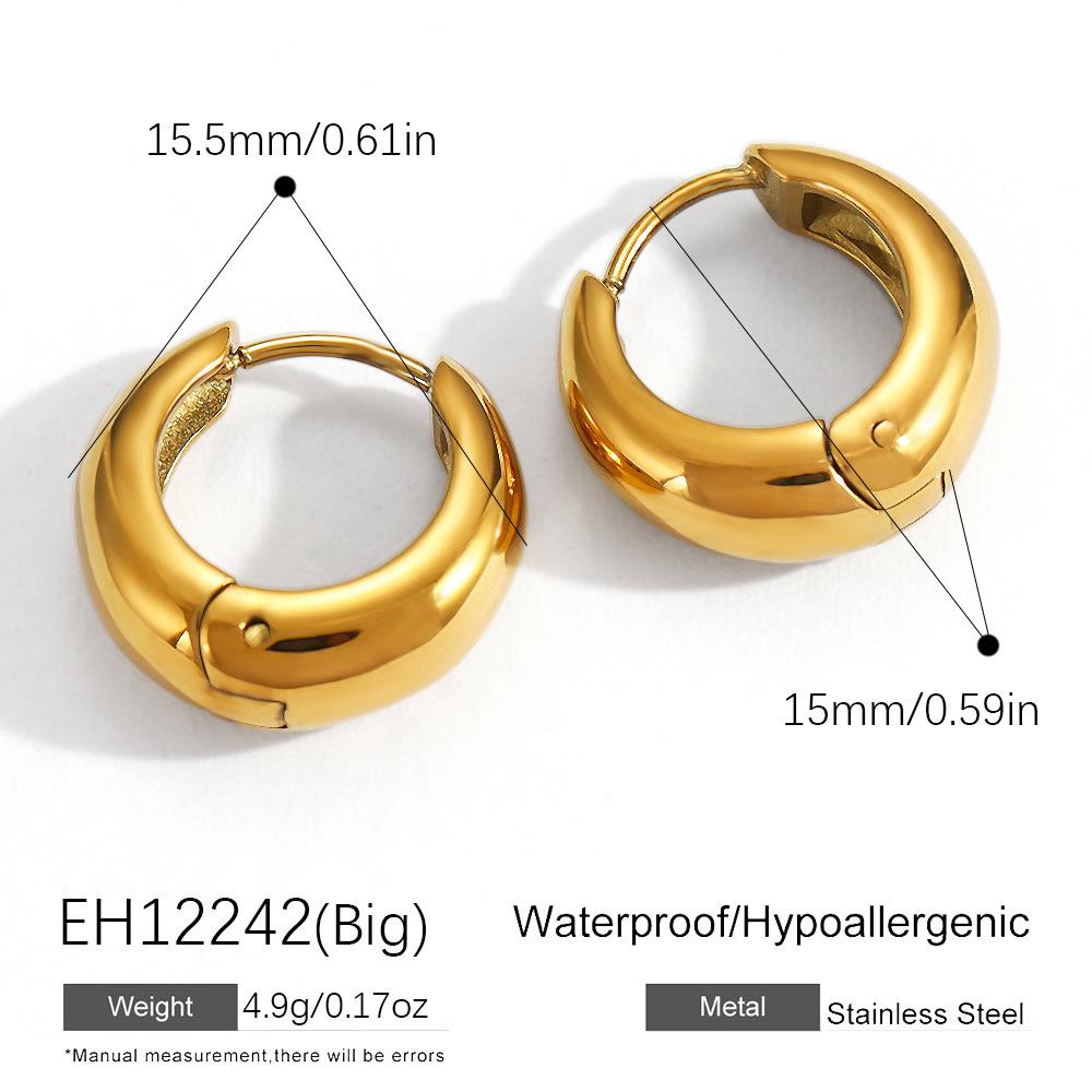 Stylish Titanium Steel C-Shaped Hoop Earrings, 18K Gold Plated, Inlaid Zircon, Trendy & Versatile Design, Tarnish & Water Resistant, Perfect Birthday & Holiday Gift for Her