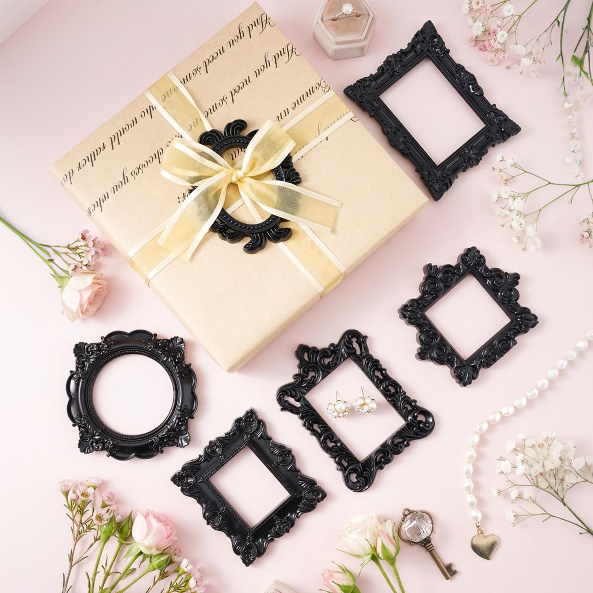 French Mini 3D Floral Frame Decor, Resin DIY Ornament, Perfect for Jewelry Photography, Wedding Seating Cards, Party Decorations