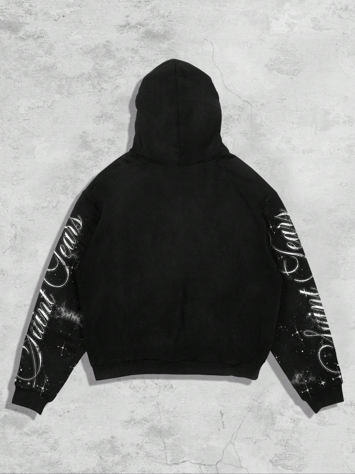 Saint Jesus Cross Eyes Men's Zipper Hoodie Sweatshirt, Y2K Style Cardigan Hoodie, Women's Starry Sky Print Punk Style Zipper Jacket, Graphic Print Hoodie, Music Festival