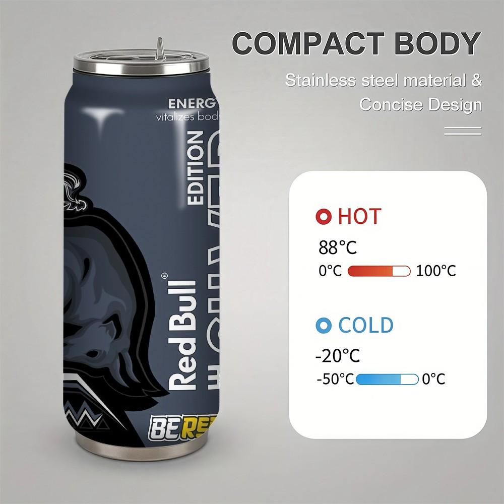 1pc 17oz Red Bull Silver Edition Tumbler with Lid, Vacuum Insulated Water Bottle, Summer Winter Drinkware, Outdoor Travel Accessories, Perfect Christmas & Valentine's Day Gift