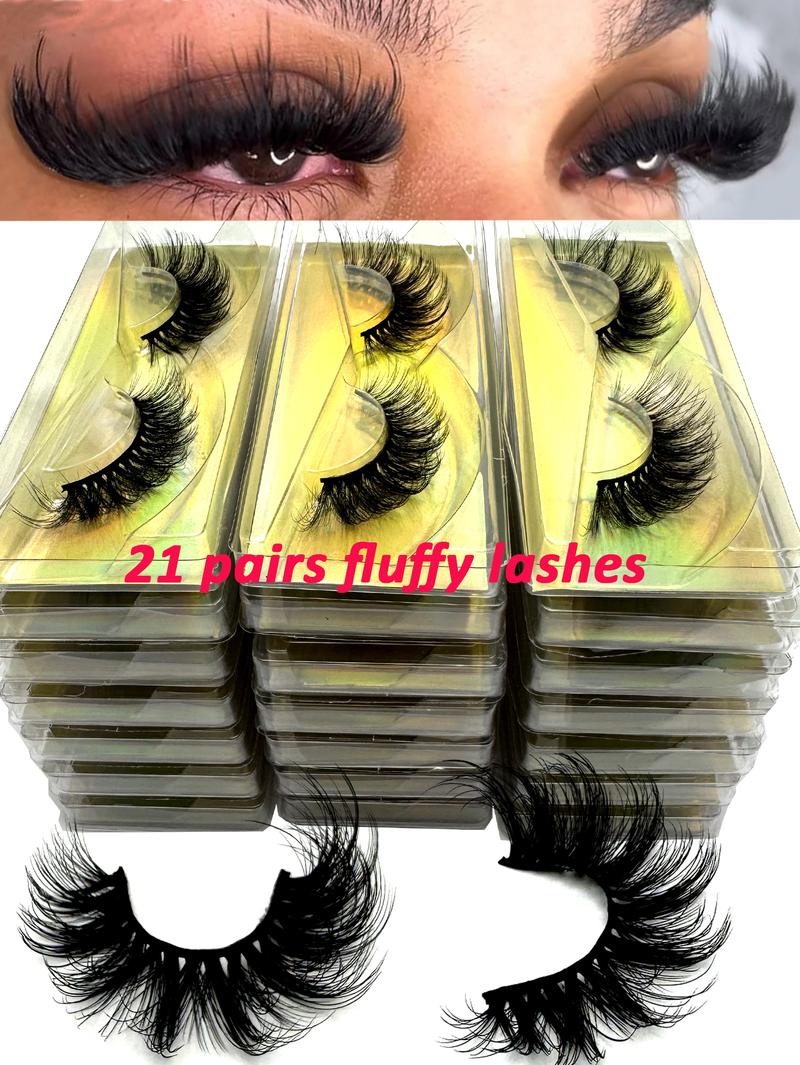 New Eyelash Wholesale 21 Pairs Mixed 3 Styles Faux 3D Mink Lashes Makeup Fluffy Thick False Eyelashes In Bulk Cilios Natural Lashes