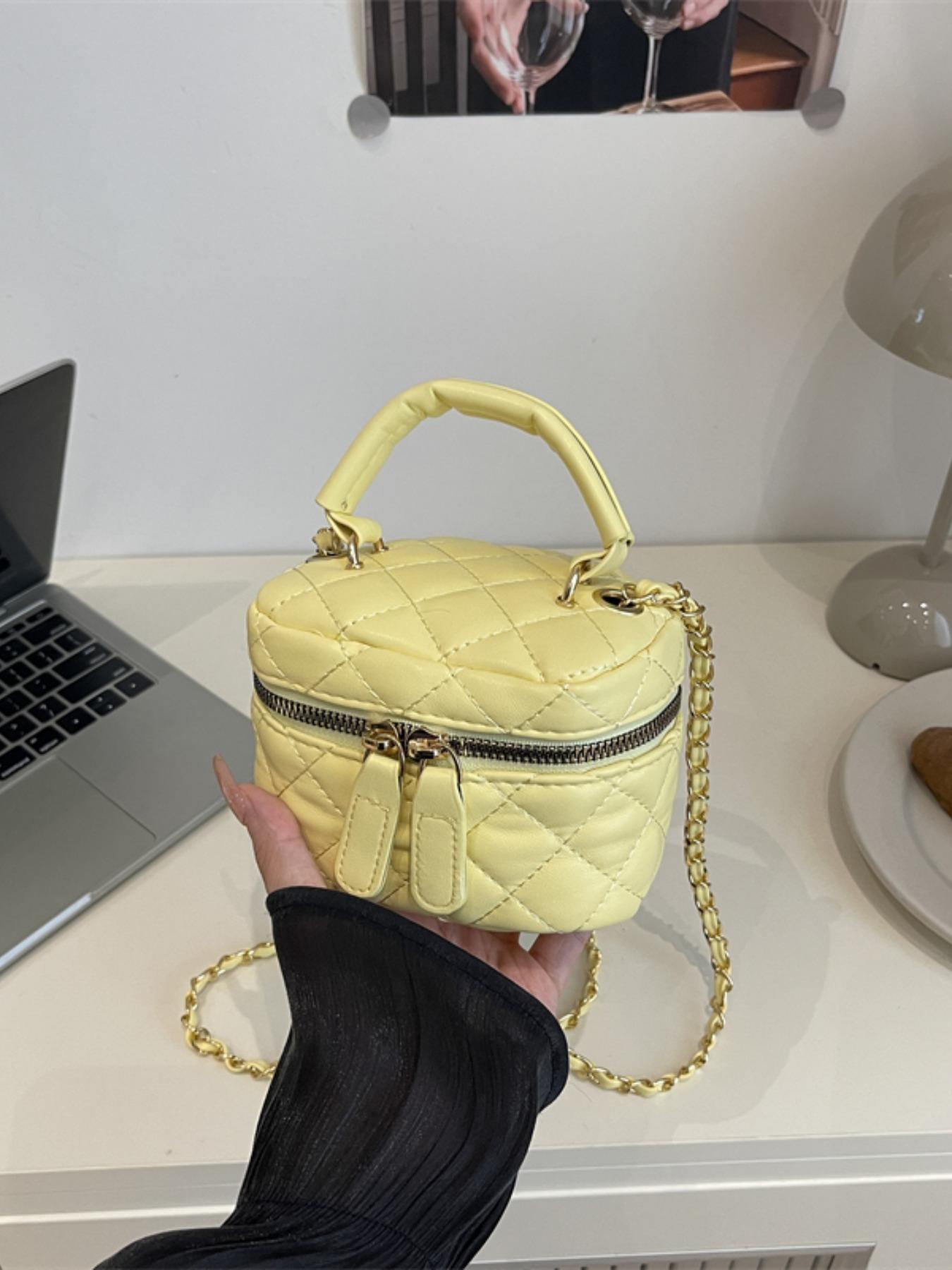 Mini Square Bag, Elegant Plaid Design, All-Season Handbag, Simple Shoulder Crossbody Box Bag, Fashionable and Stylish