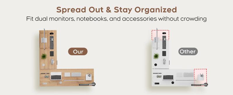 L Shape Standing Desk, Electric Corner Desk Height Adjustable, 61x60 Computer Desk with 4-in-1 Outlet, for Work Home Office, Livestreaming, Gaming, Light Oak