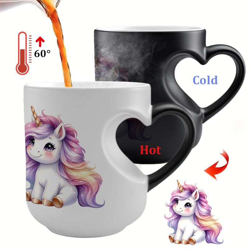 Unicorn Color-Changing Mug - Thermosensitive Ceramic Cup Changes Color When Hot Drinks Are Added, Cute Magical Unicorn Design, Hand Wash Only, Reusable Gift for, Tea, Cocoa, Coffee