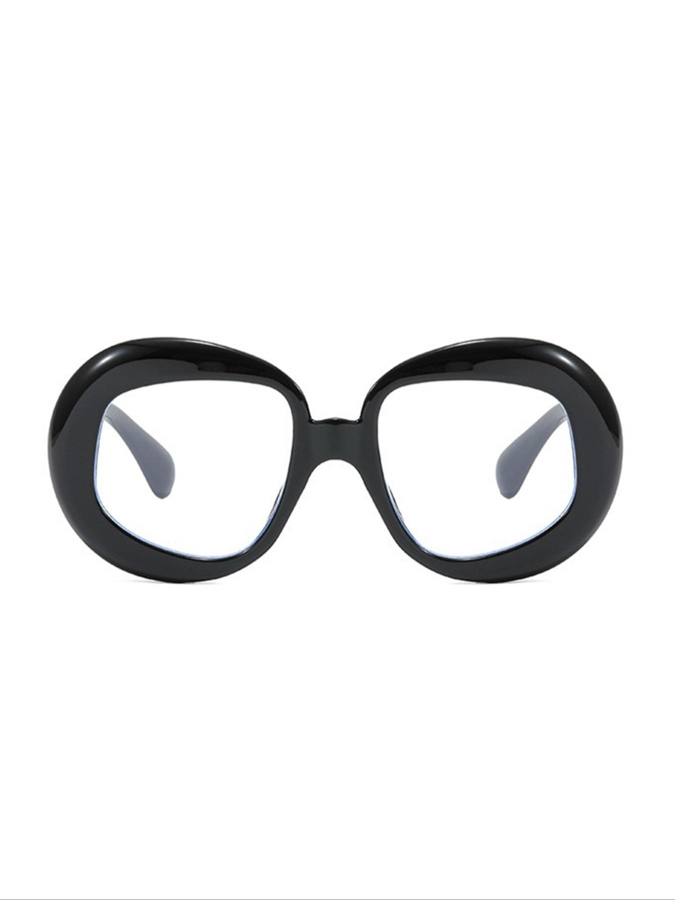 Oversized Round Frame Glasses, Casual Unique Trendy Blue Light Blocking Large Frames, Fashionable Unisex Computer Eyeglasses, Stylish Trendy Eyewear, High Quality Eyewear