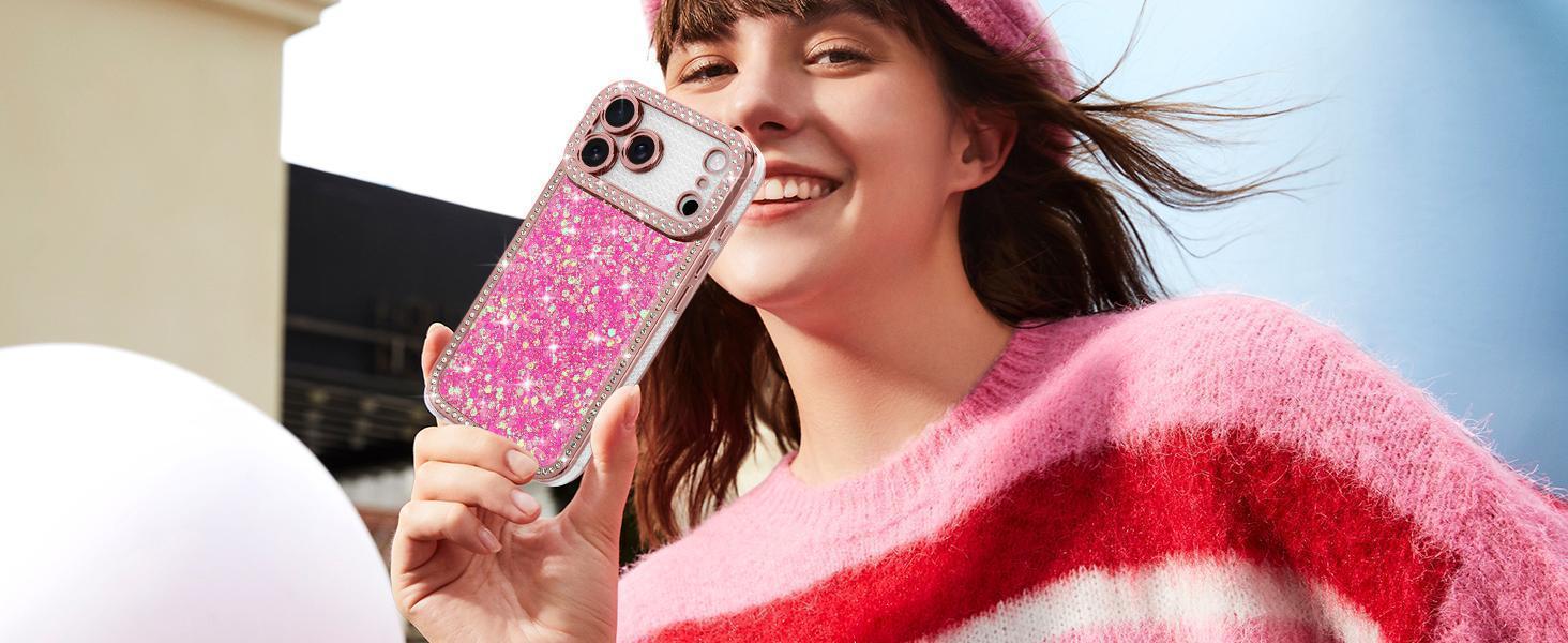Lafunda for iPhone 17 Pro Max Case Glitter, Luxury Shiny Bling Sparkly Bumper Cover with Crystal Diamonds for Women Girls Soft Slim Shockproof Protective Phone Case for iPhone 17 Pro Max 6.9", Gold