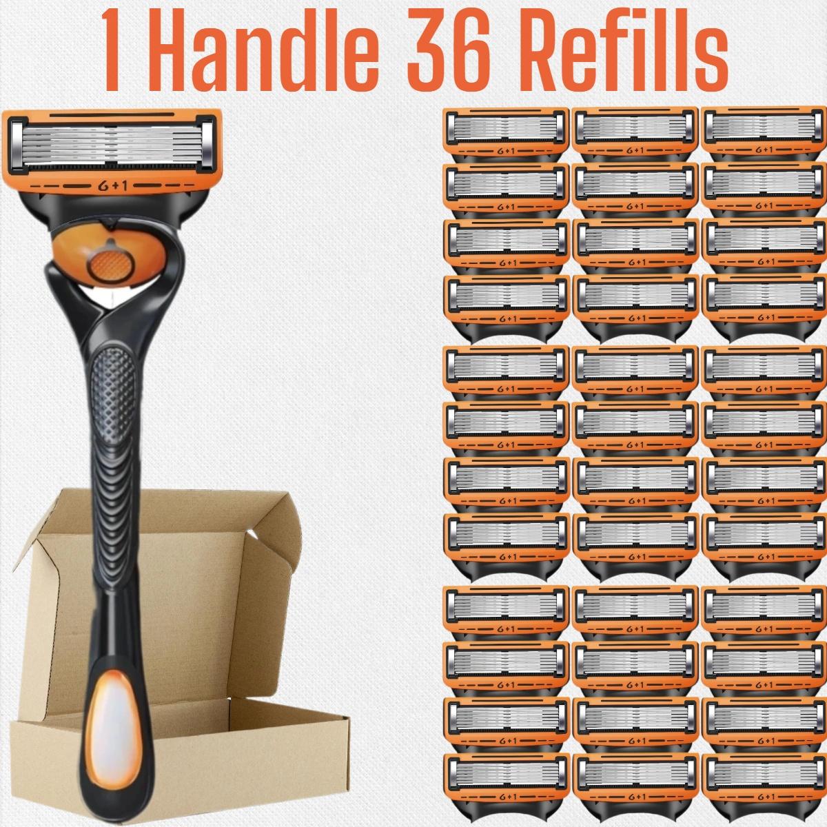 Men's Shaving Razor Set with 1 Handle and Extra Refills, Precision Trimmer, Stainless Steel Blades, Universal Fit, Sealed Packaging