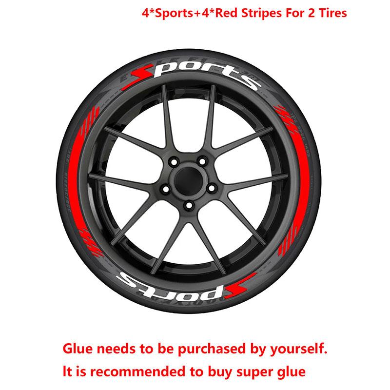 4pcs/Pack Sports Tire Letter Sticker, Tire Modification Decorative Letter Stickers Car Auto Accessories For Car Motorcycle (glue and accessories not included), Wheel Decal, Rim Decals
