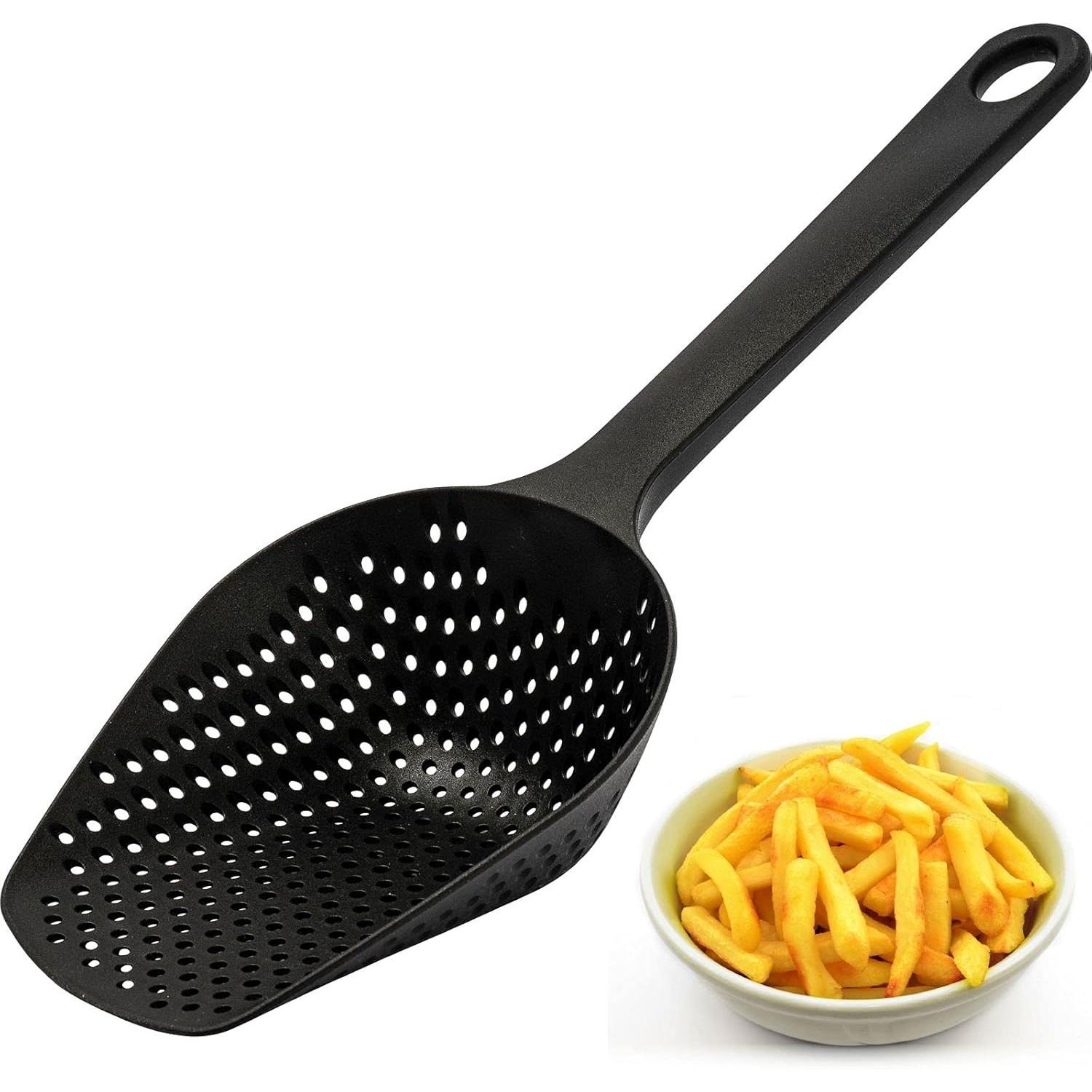 Plastic Strainer Spoon with Handle, Durable Plastic Slotted Spoon, Pasta Spoon and Pasta Strainer, Convenient for Cooking, Baking, and Draining Food, Efficient