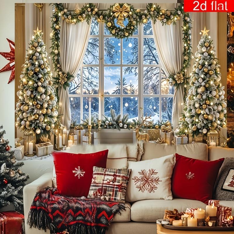 2D Flat Banner 1pc Christmas Party Banner Indoor Christmas Tree Window Pattern Photography Backdrop Polyester Bright Durable Winter New Year Holiday Wall Decoration Living Room Outdoor Sign Ornaments 2D Flat Banner 1pc Christmas Party Banner Indoor Christmas Tree Window Pattern Photography Backdrop Polyester Bright Durable Winter New Year Holiday Wall Decoration Living Room Outdoor Sign Ornaments