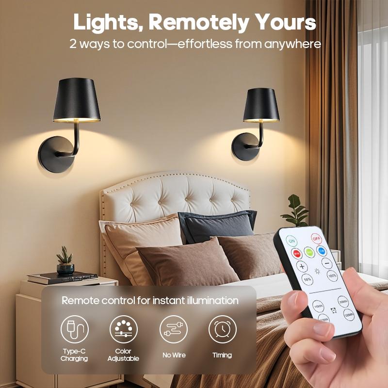 USB Rechargeable LED Wall Light with Remote Control, Modern Mood Lighting, Adjustable Color Temperature, Suitable for Bedroom Living Room Corridor Decoration, Rechargeable Wall Sconces