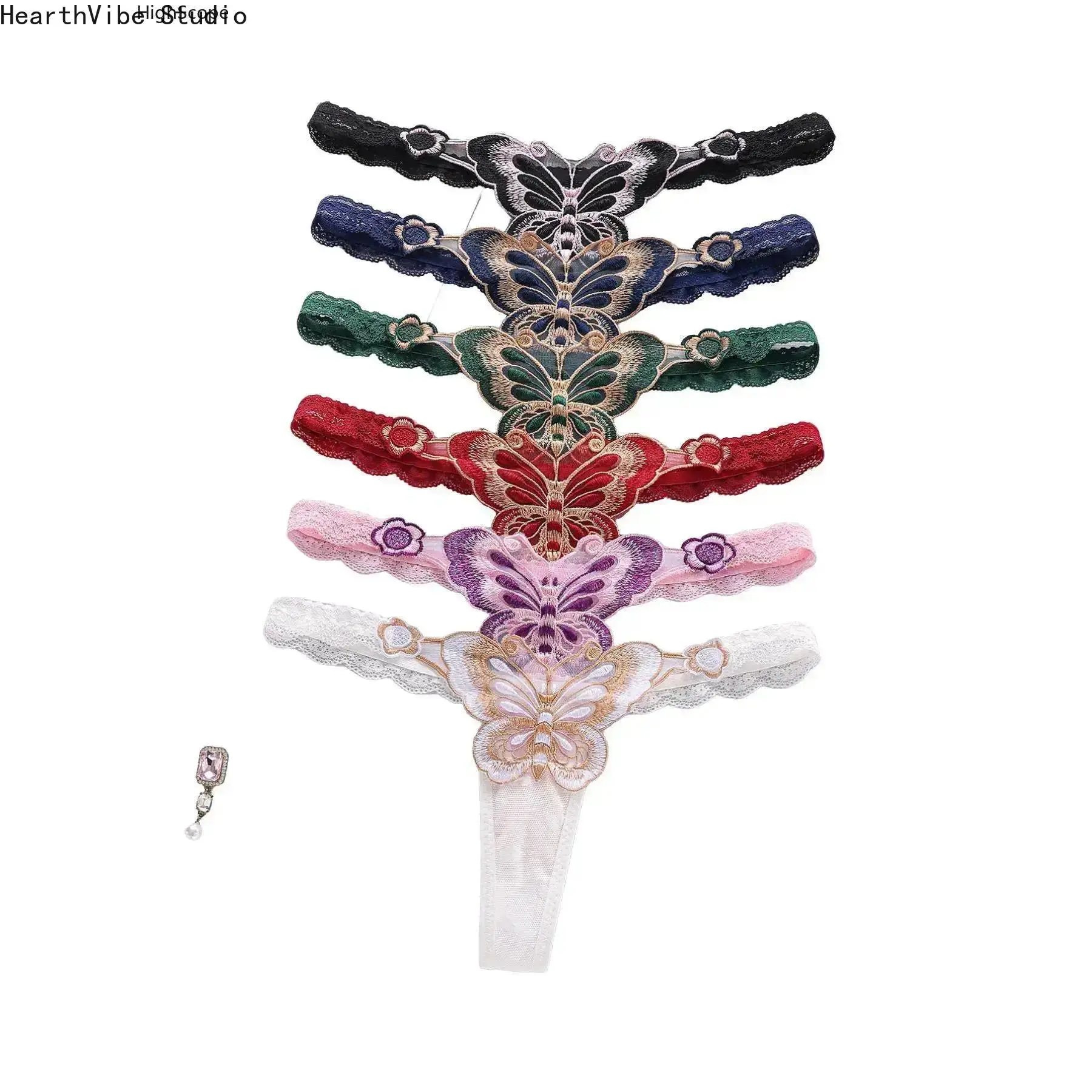6-Pack Women's Thong Intimates Set, Low Waist Multicolor Panties with Butterfly Print Bow Detail, Comfy Breathable Cotton Underwear, Seamless Daily Wear Sports Lingerie Pack Sexy Gift for Her