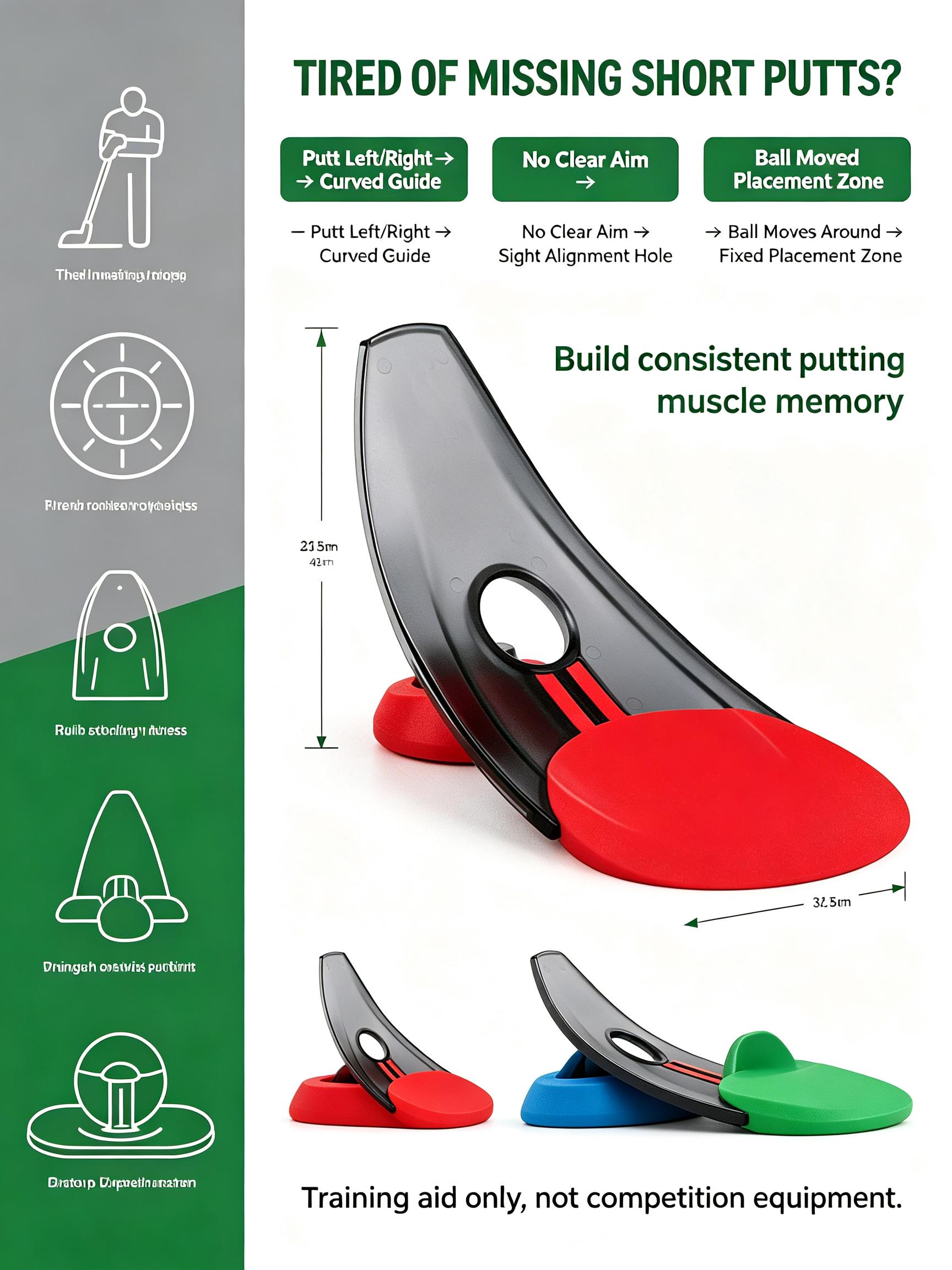 Golf Compact Foldable Putting Trainer - ABS+TPR Training Aid, Portable Size for Indoor & Outdoor Swing Practice, Training Aid Only