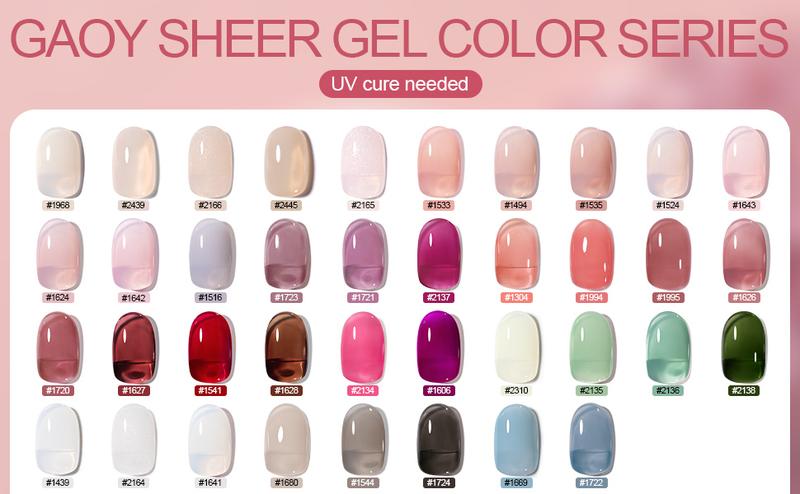 GAOY UV Gel Nail Polish, 16ml Jelly Nude Pink Translucent Soak Off Gel Polish, UV Light Cure for Nail Art DIY