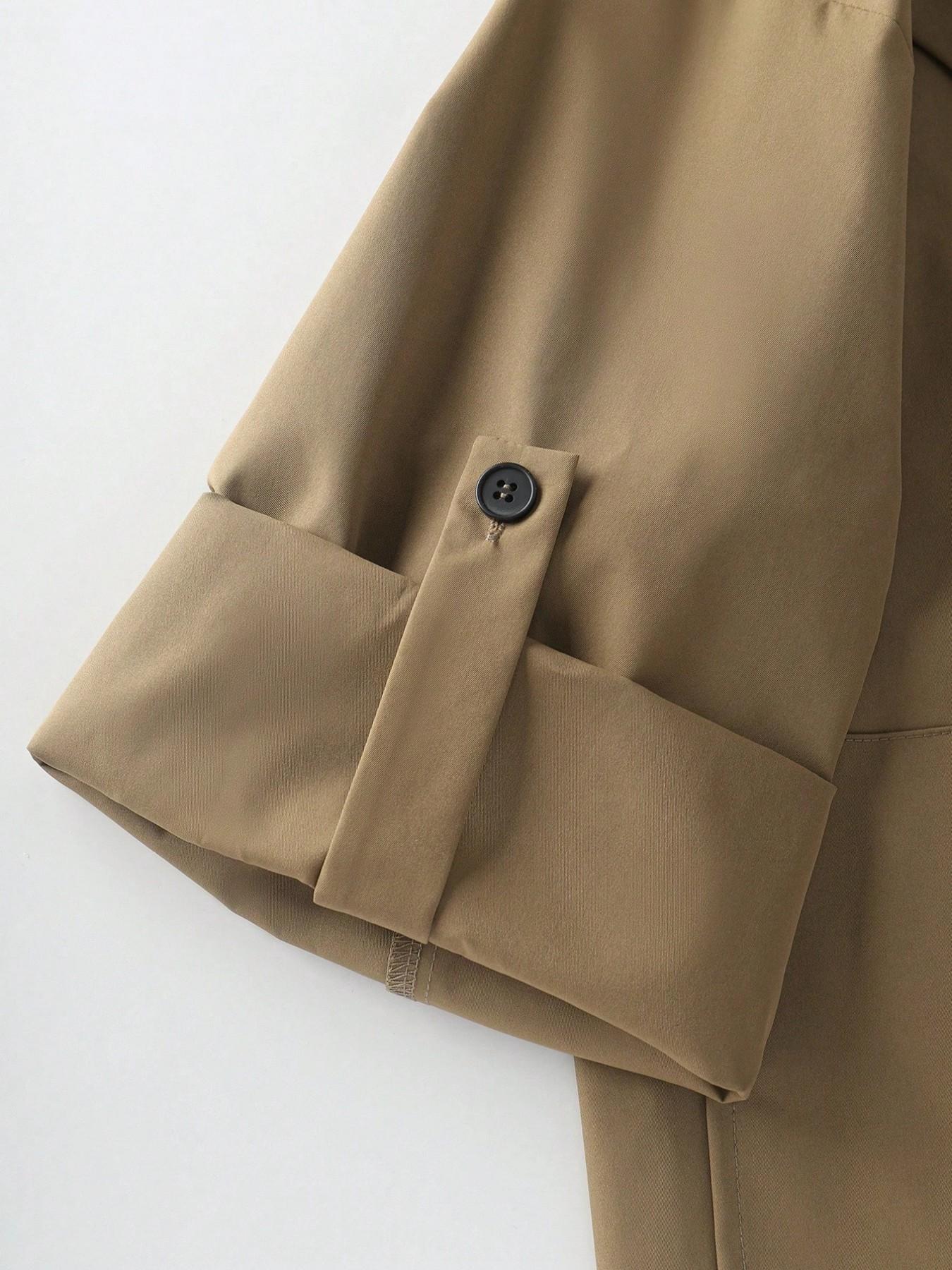 Women's Plus Size Curvy Open Front Jacket Tab Sleeve Draped Lapel Loose Basic Casual Coat Outerwear Solid Fall Winter Office Workwear Daily Commuter Trendy Chic Minimalist Office Style