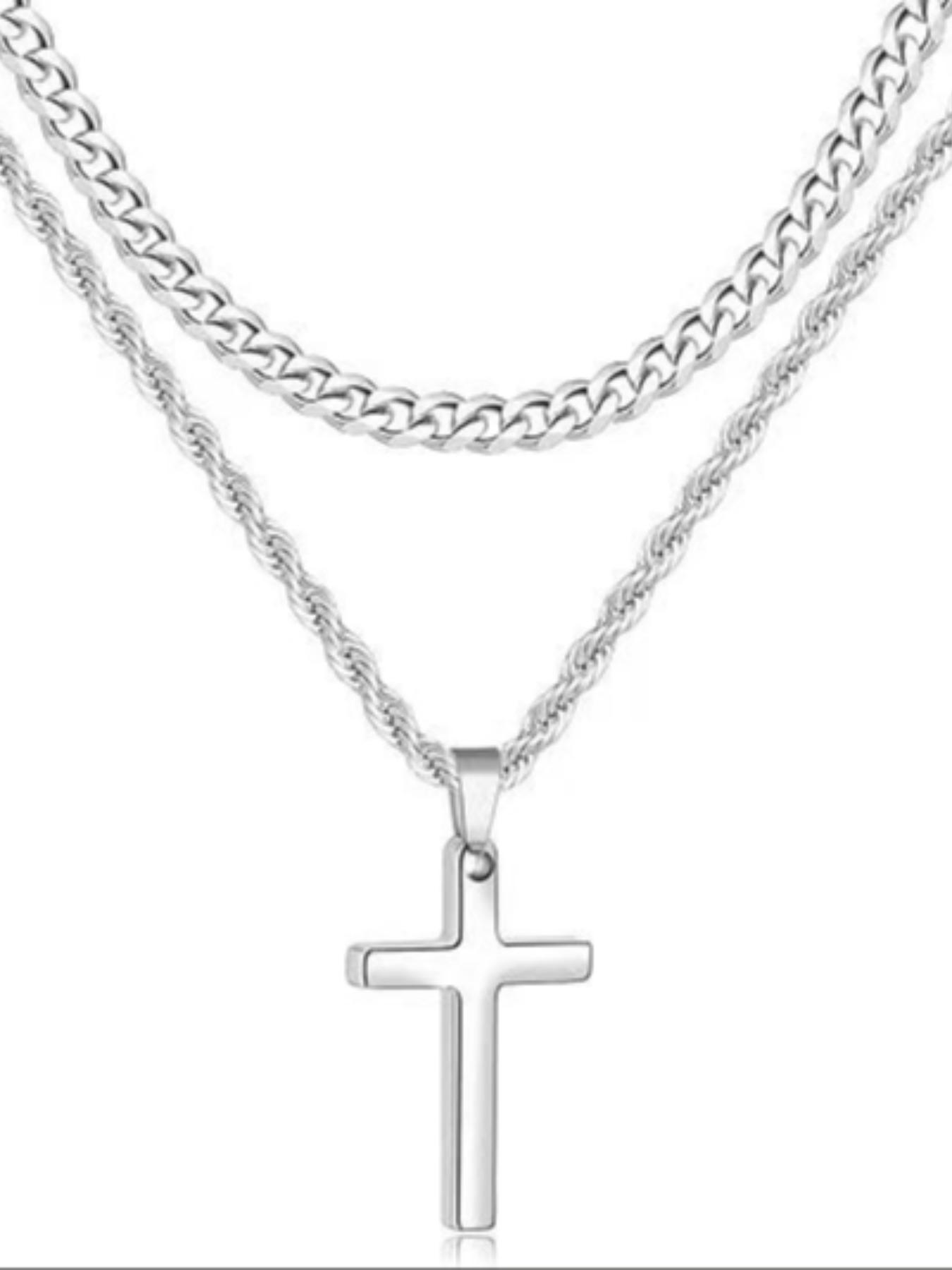 Cross Pendant Necklace for Men, Versatile and Cool, Long Sweater Chain, Unique Hip-Hop Style, Perfect for Everyday Wear