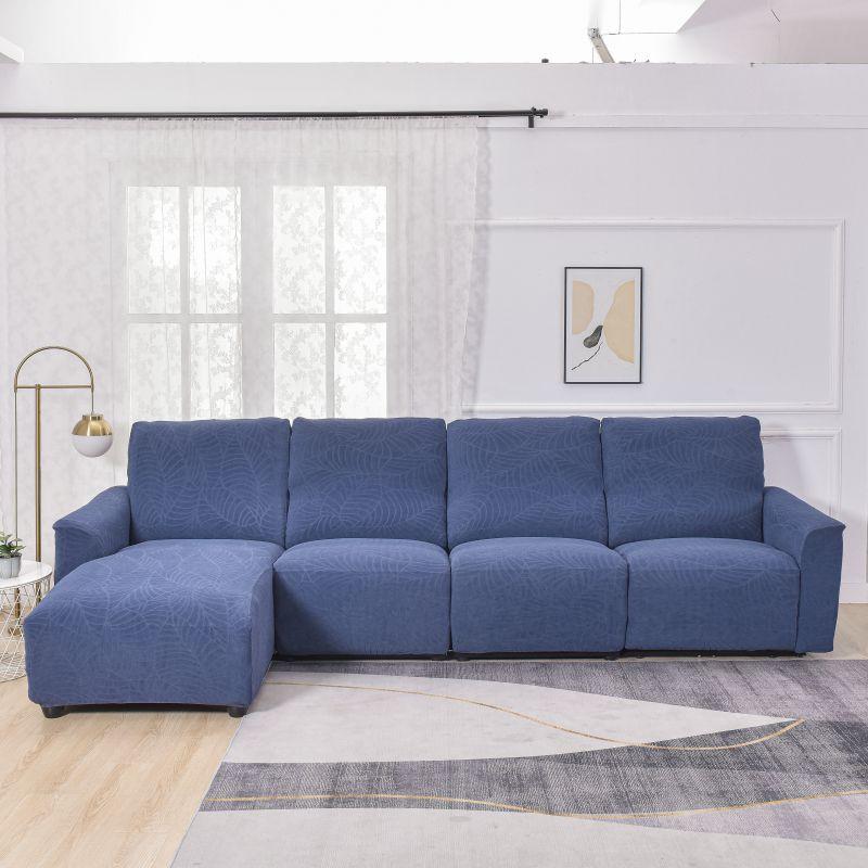 L-Shape Leaf Pattern Sofa Cover Set, Includes Backrest, Seat, Armrests, Soft Comfortable, Universal Fit, Fashion Bedroom Decor, Elastic Sofa Slipcover