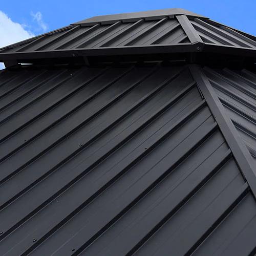 PURPLE LEAF 12' x 14' Hardtop Gazebo For Patio | Screen House Wood Grain Aluminum Solarium Canopy