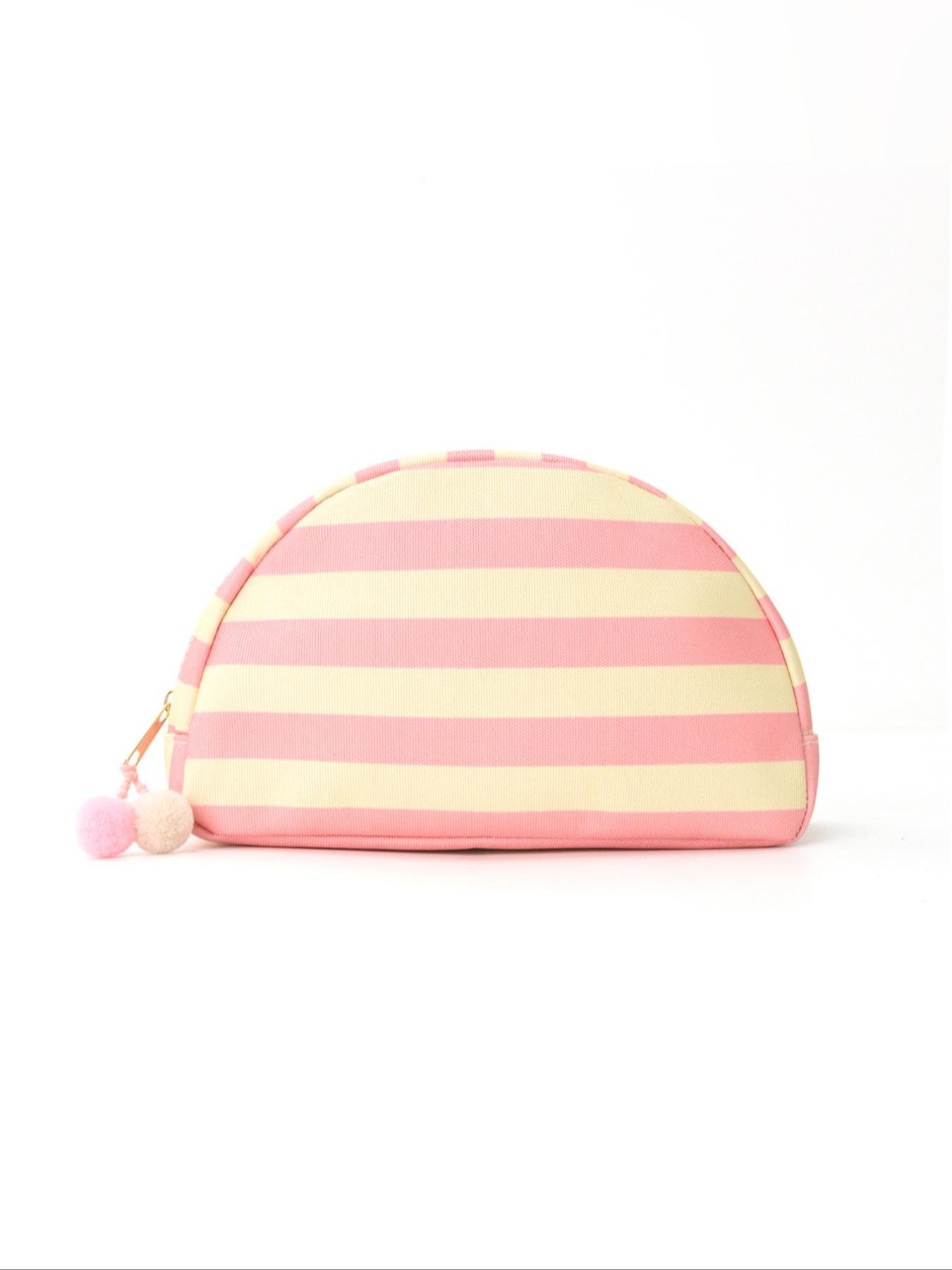 High-Value Striped Shell Storage Bag, Dopa Makeup Travel Fashion Simple Portable Washbag, Casual Style Zipper Design, All Seasons Use, Cosmetic Pouch, Makeup Organizer Pouch