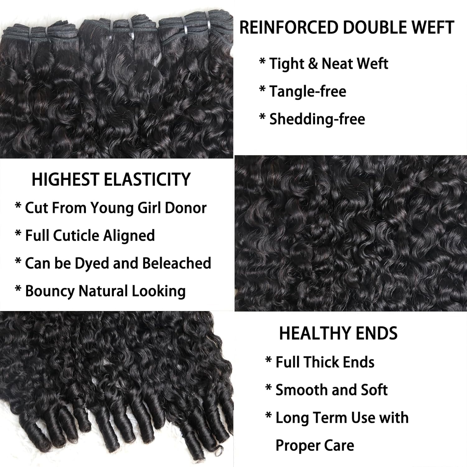 Karlami Loose Deep Wave 3/4 Bundles Human Hair Deep Curly Hair Bundles Burmese Curly Human Hair with Spriral End 3c4a Quick Weave Body Wave Bundles Straight Hair Bundles With 5x5 Closure Human Hair Bundles for Women Natural Black