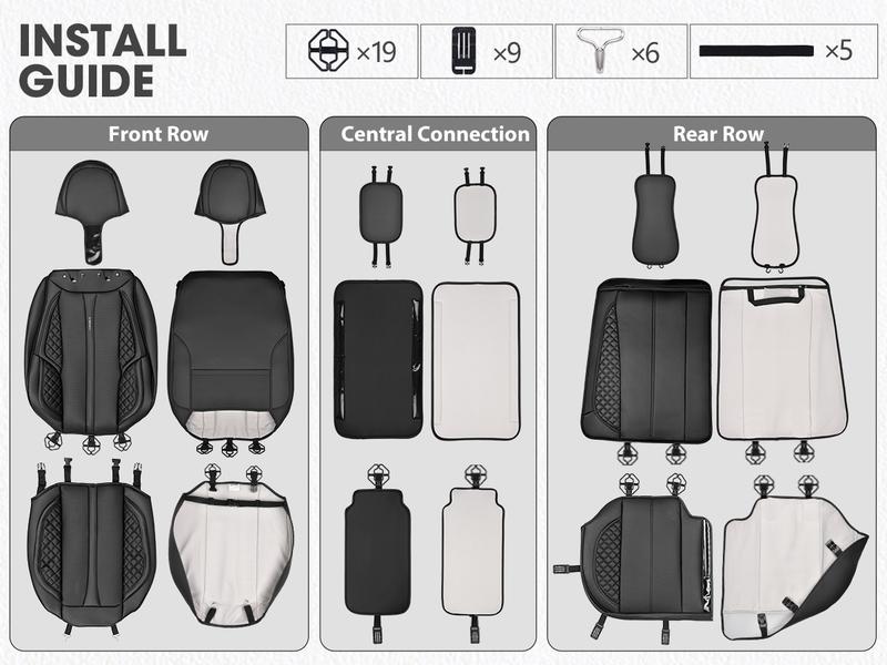 CAR PASS Nappa PU Leather Car Seat Cushions Full Set Waterproof Protector Durable Cushioned,Fit for Sedan SUV Pick-up Truck,Automotive, Anti-Slip Car Seat Covers