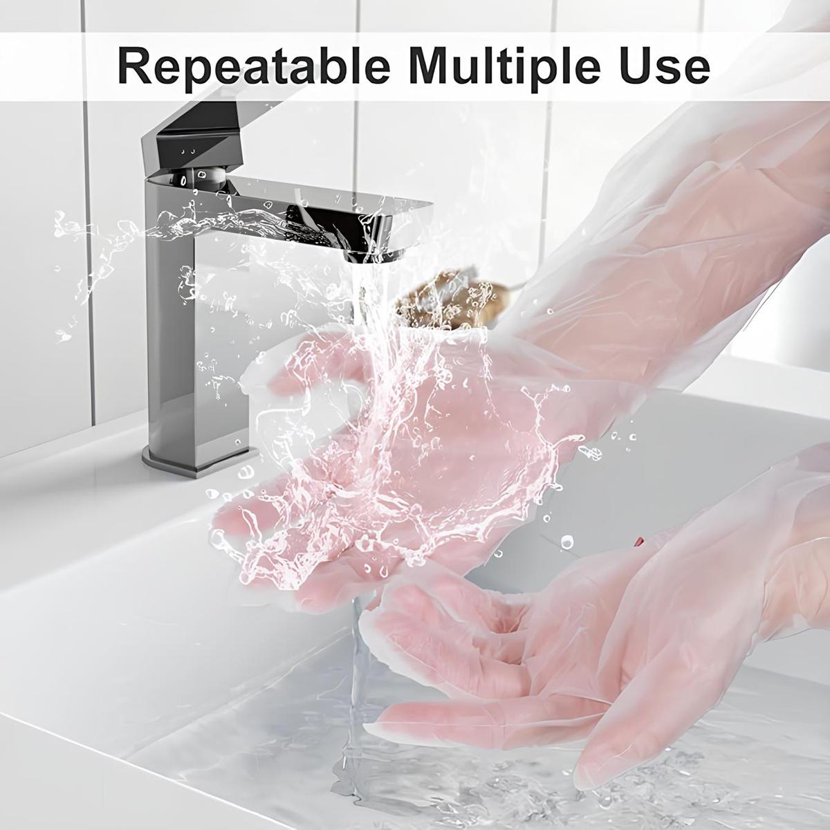 20pcs Disposable Long Arm Gloves with Elastic Cuff 23.6inch Household Cleaning Thick Kitchen Dish washing Gloves Food Handling Vegetable Washing