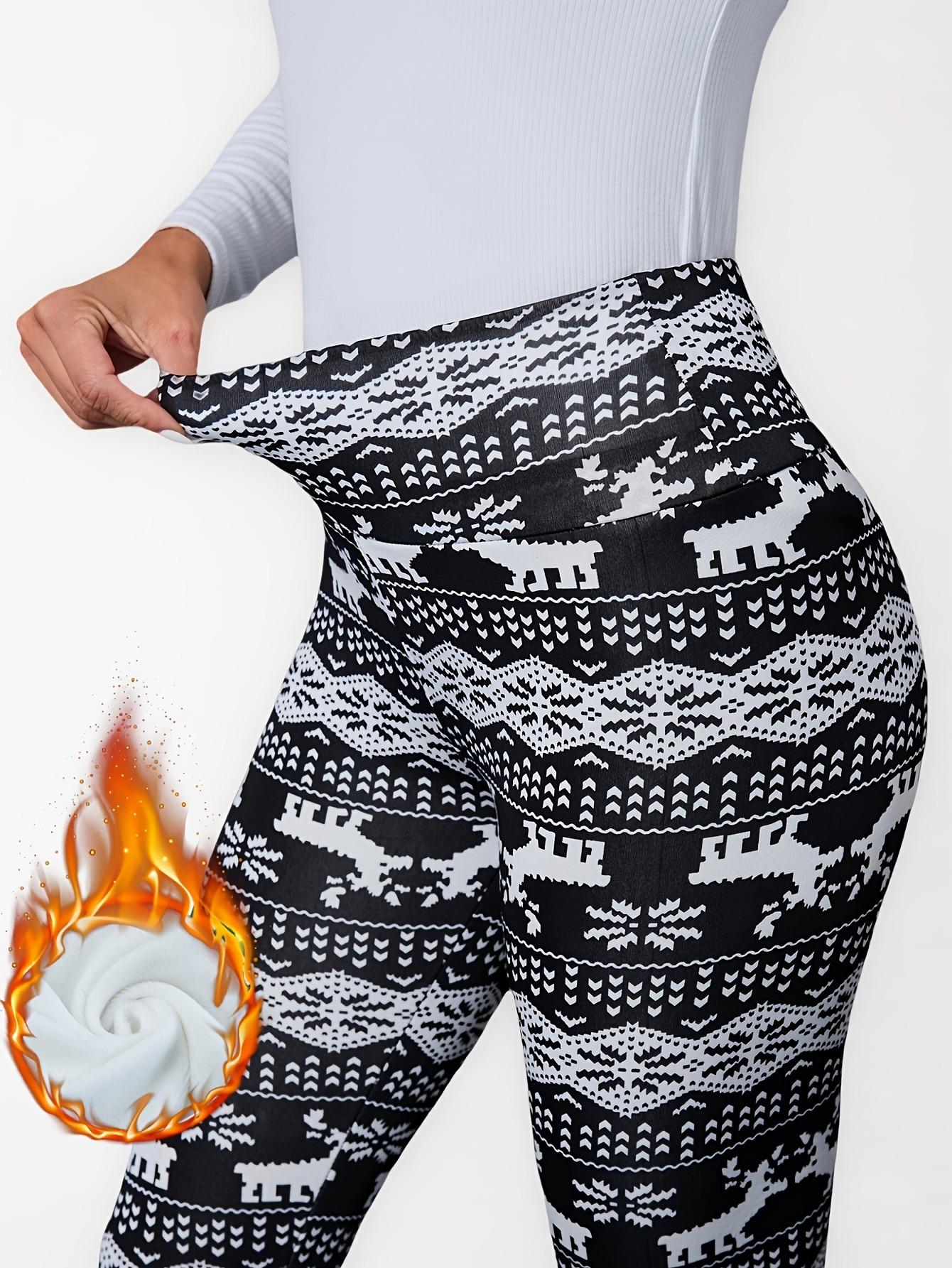 Women's Christmas Winter Warm High-Waisted Elastic Fashion Slim Fit Bottoms, Casual Sporty Style, All Seasons Wear High Stretch Leggings