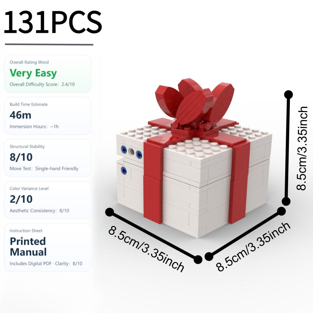 131-Piece Deluxe Gift Box Building Blocks Set, DIY Puzzle Toy, Abs Plastic, Includes Manual, Perfect for Home Decor & Gifts