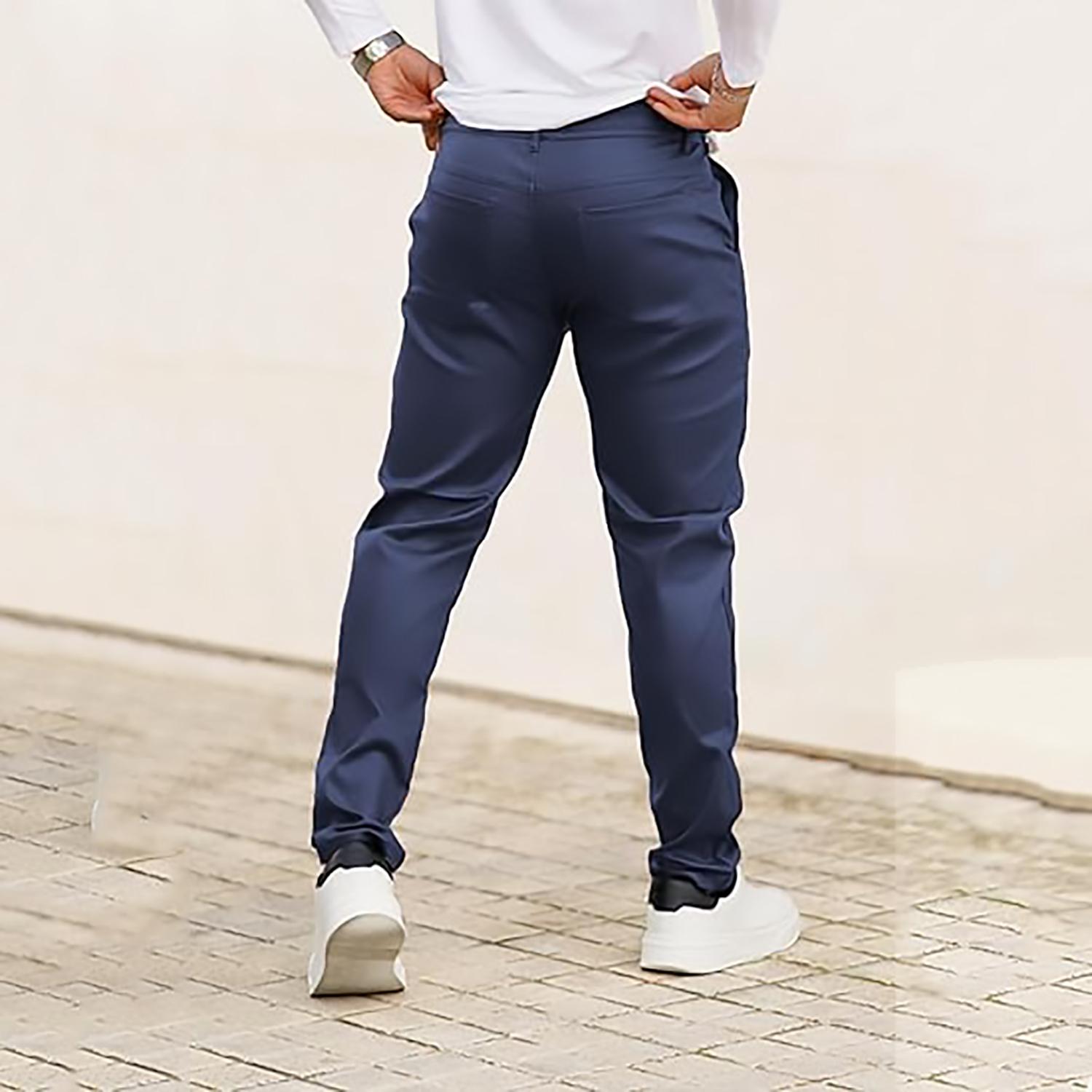 GINGTTO Mens Slim Fit Pants Stretch Pu Faux Leather Motorcycle Biker Pants