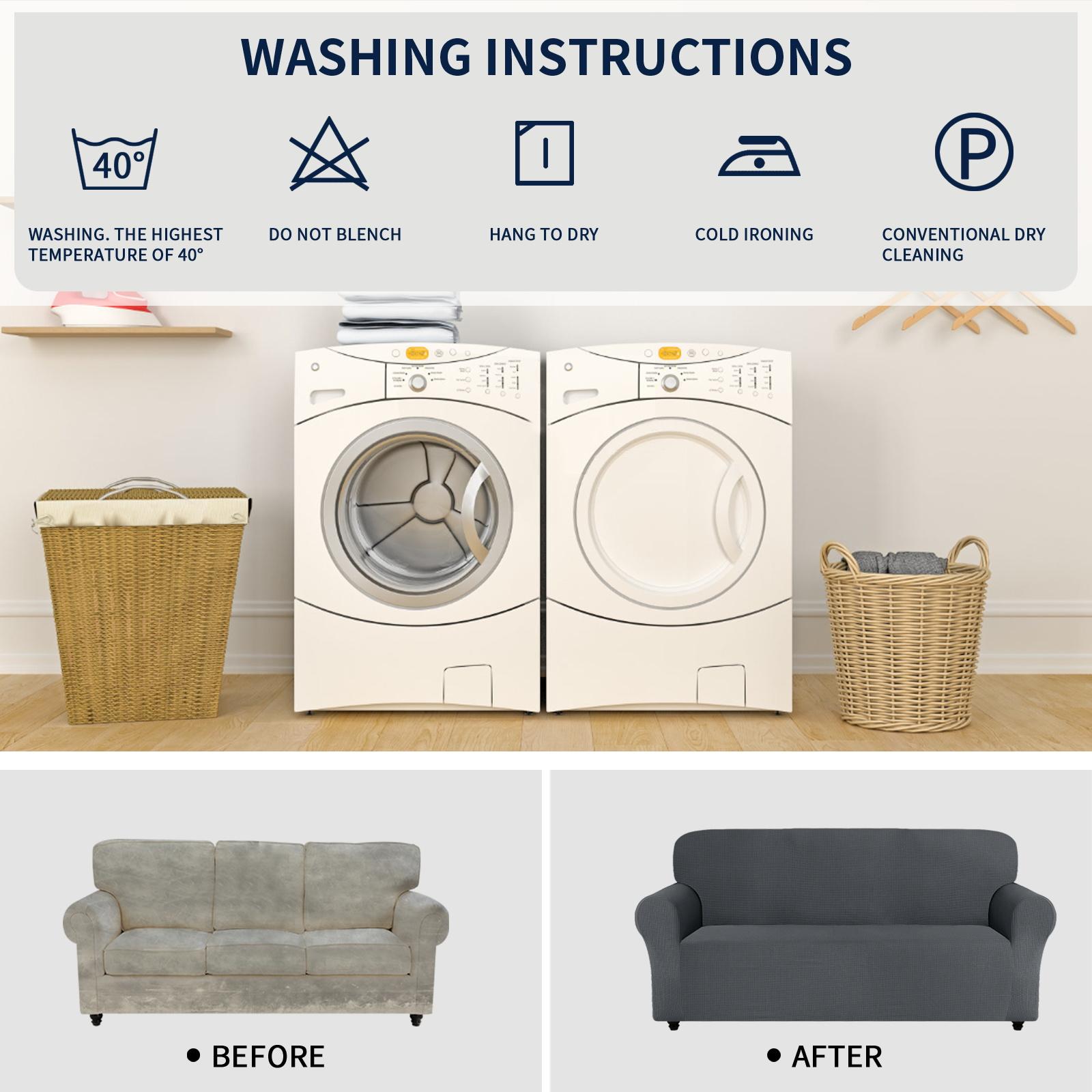 Easy-Going Solid Couch Cover for 1/2/3 Seats, Elastic Stretch Anti-Slip Jacquard Slipcover, 1 Count Washable Furniture Protector for Kids, Pets, Livingroom, Homedecor, Sofa Cleaning