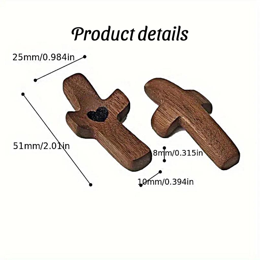 3/6/12PCS Pocket Wooden Cross, Encouragement Gift, Fingertip Stress Relief Gifts, Stress Relief Decoration, Christian Prayers For Handheld Use, For Personal Devotion, Family Prayer, Home Office Religious Decor, Stress Relief Accessory