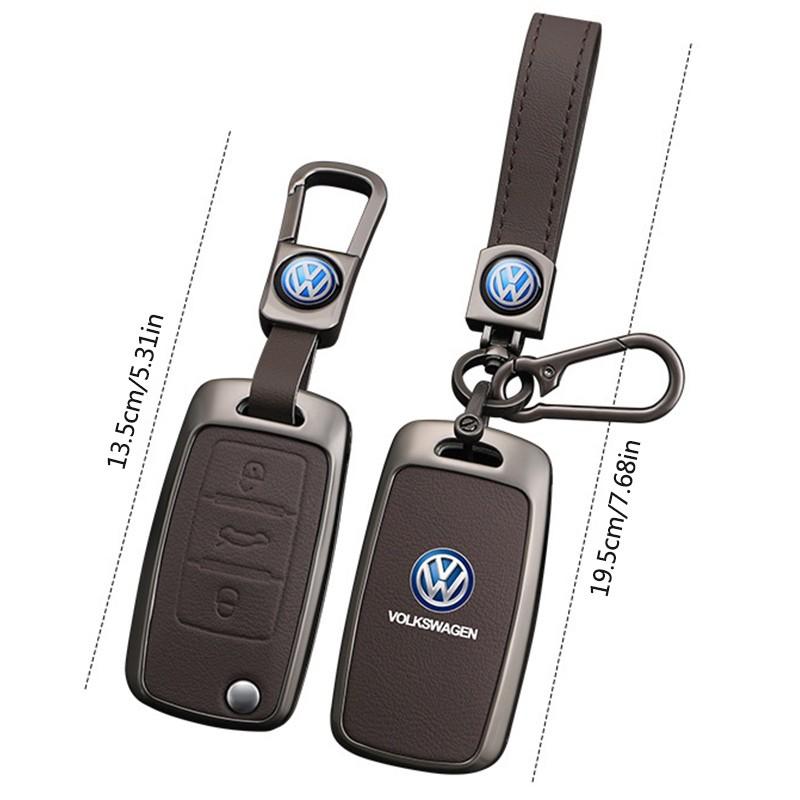 Zine Alloy Leather Car Key Case Shell Cover Bag Holder Keychain For VW Volkswagen Polo Tiguan Passat Golf Jetta Lavida Auto Key Protection Accessories Car Key Protector