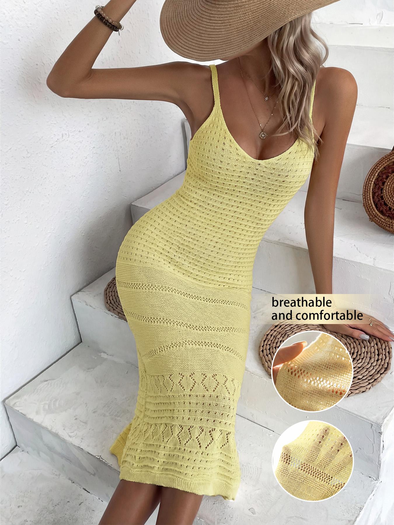 Women's Elegant V-Neck Sleeveless Spaghetti Strap Long Dress, Casual Chic Summer Fashion, Split Thigh Design, Plain Pattern, Fitted Beachwear