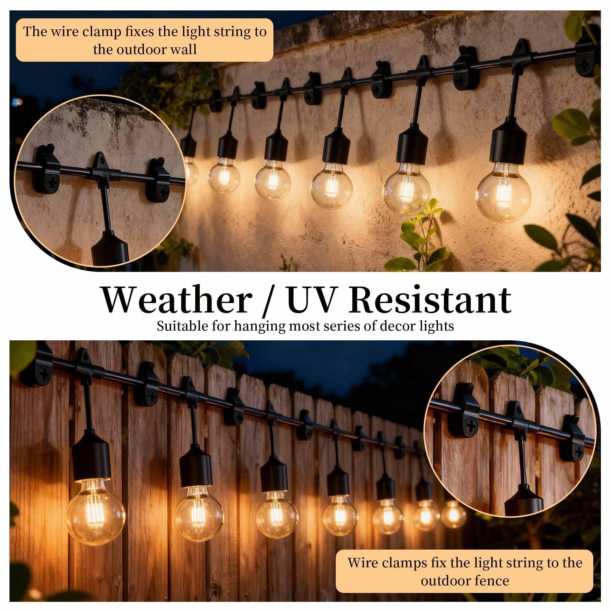 Easy Install Screw-In String Light Hangers, LED Light Clips Hooks, Outdoor Patio Fairy Lights, Christmas & Halloween Decor