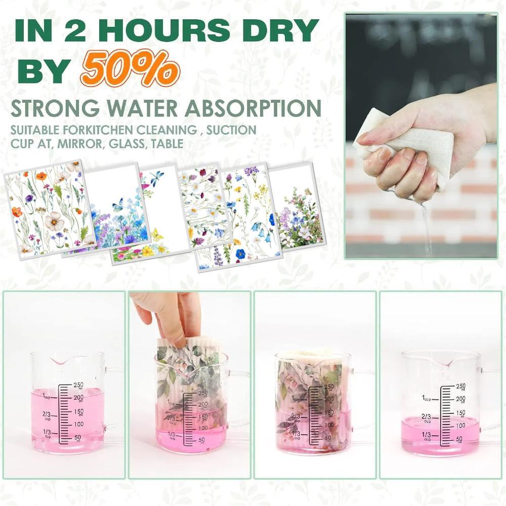 W-Home Swedish Dishcloths for Kitchen | 6 PCS Geometric Washable Dish Rags | Cellulose Reusable Cleaning Paper Towels | Absorbent Counter Dish Cloth Sponge Kitchen Wipes, 8" L x 7" W