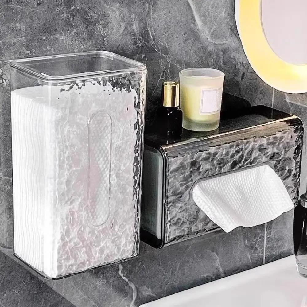 Elegant Light Luxury Clear Transparent Facial Tissue Box, Space-Saving Wall-Mounted Inverted Tissue Dispenser, Multi-Scene Household Storage Accessory Suitable For Bathrooms, Restrooms And Kitchen Countertops