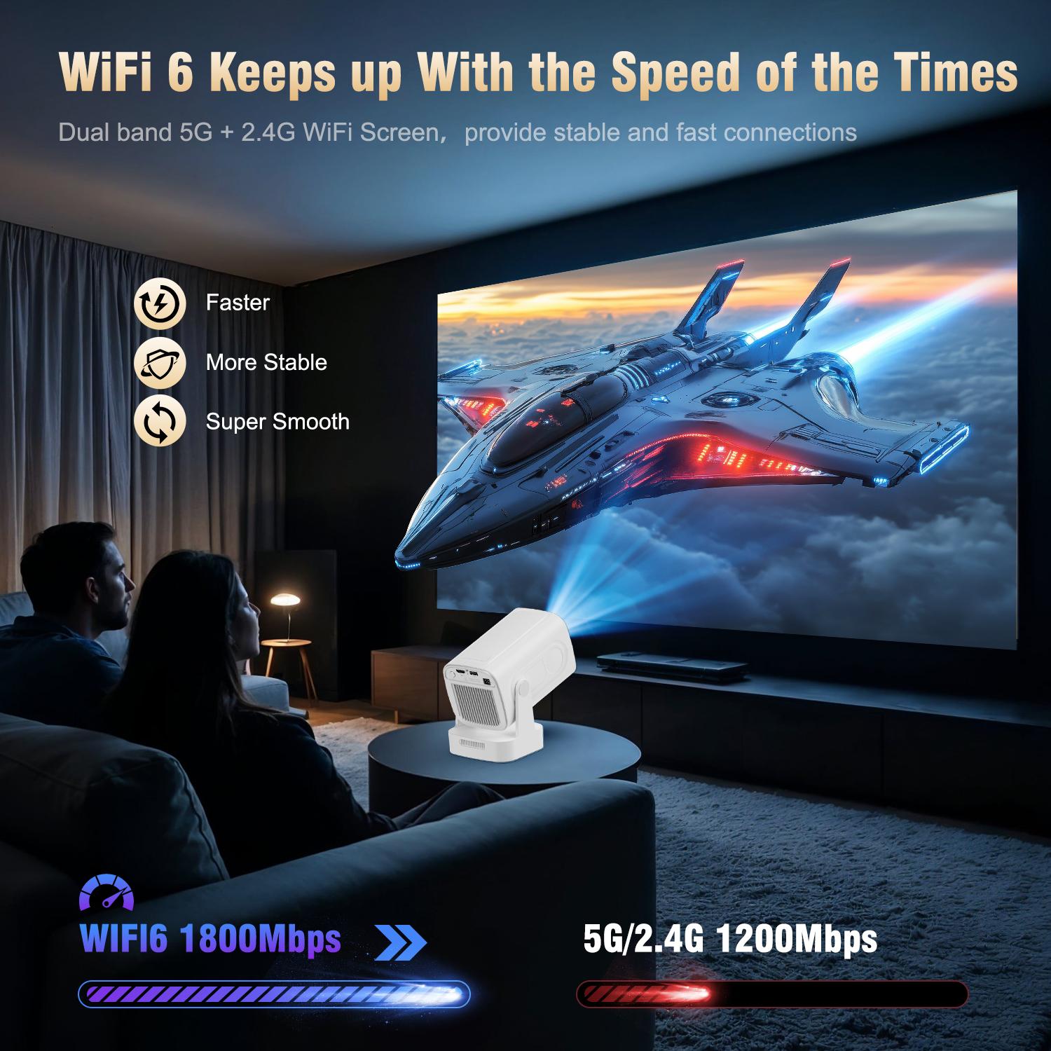 [US warehouse] Magcubic HY310 Auto Focus Projector 330ANSI 4K Videosource Supported Native 1080P BT5.4 Android 11 WIFI6 60Hz Reflash Allwinner H713 180° Flexible Rotating Built-in Speaker Portable Home Cinema 130" Screen Lightweight