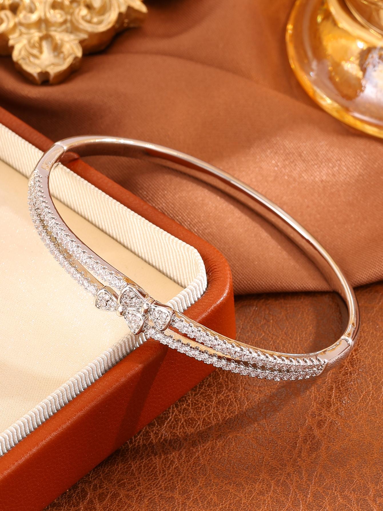 Fashion Knot Cubic Zirconia Bracelet for Women, Elegant Daily Wear Jewelry, Perfect Gift for Her, All Seasons Accessory