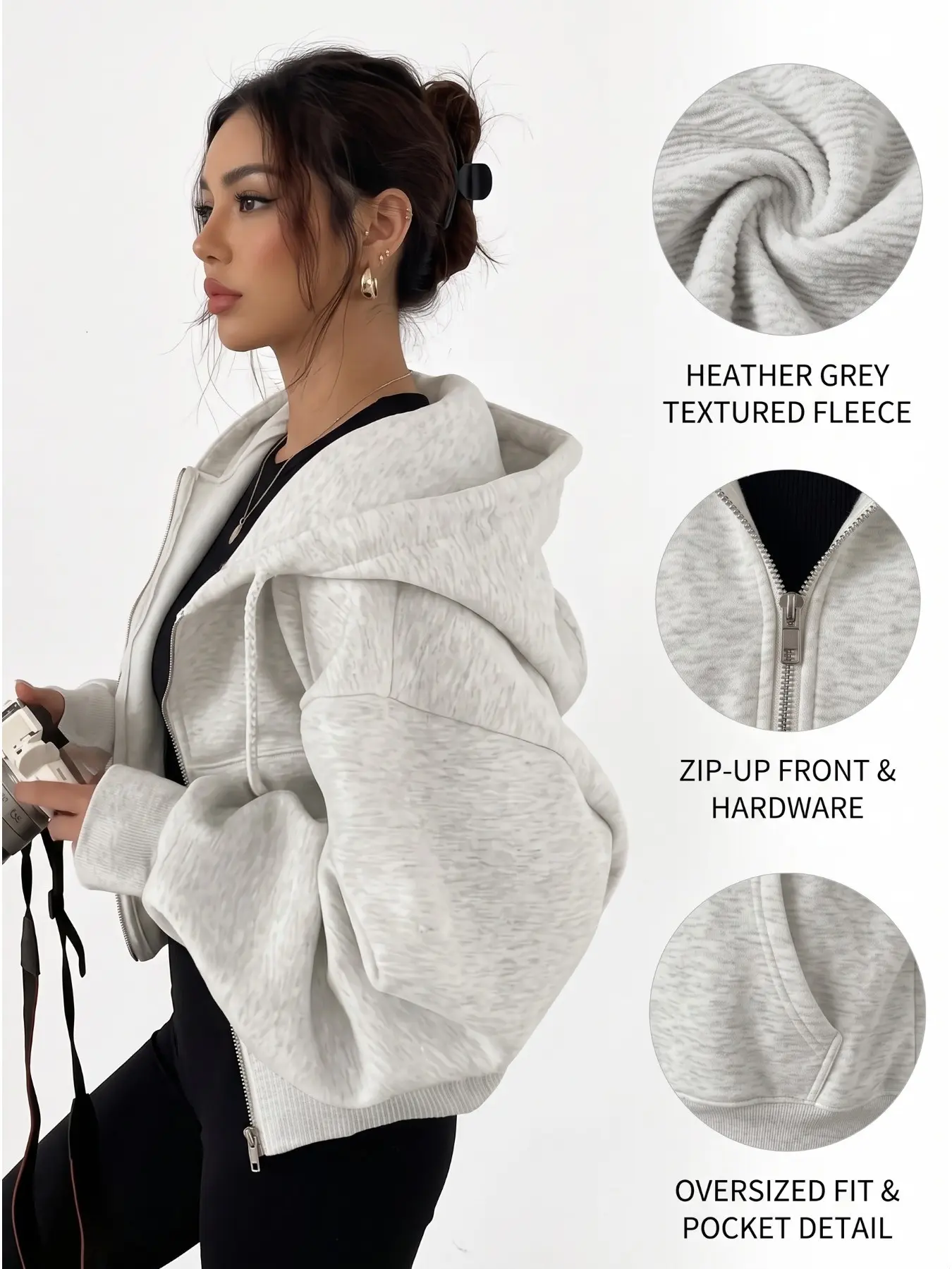 Hooded Sports Jacket Women Elastic Band Comfortable Activewear For Daily Wear & Outdoor Activities