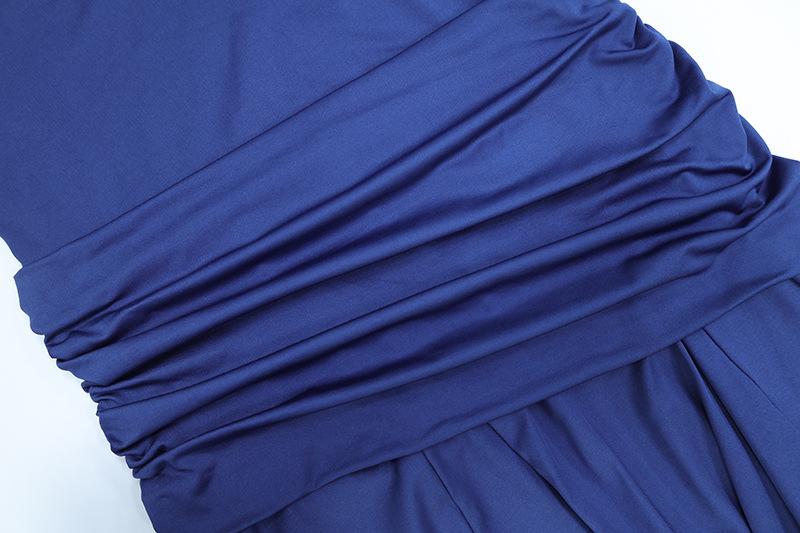 Women's 2026 Spring Summer Sleeveless Solid Color Cinched Waist Flared Formal Dress, European American Elegant Cocktail Party Evening Dress