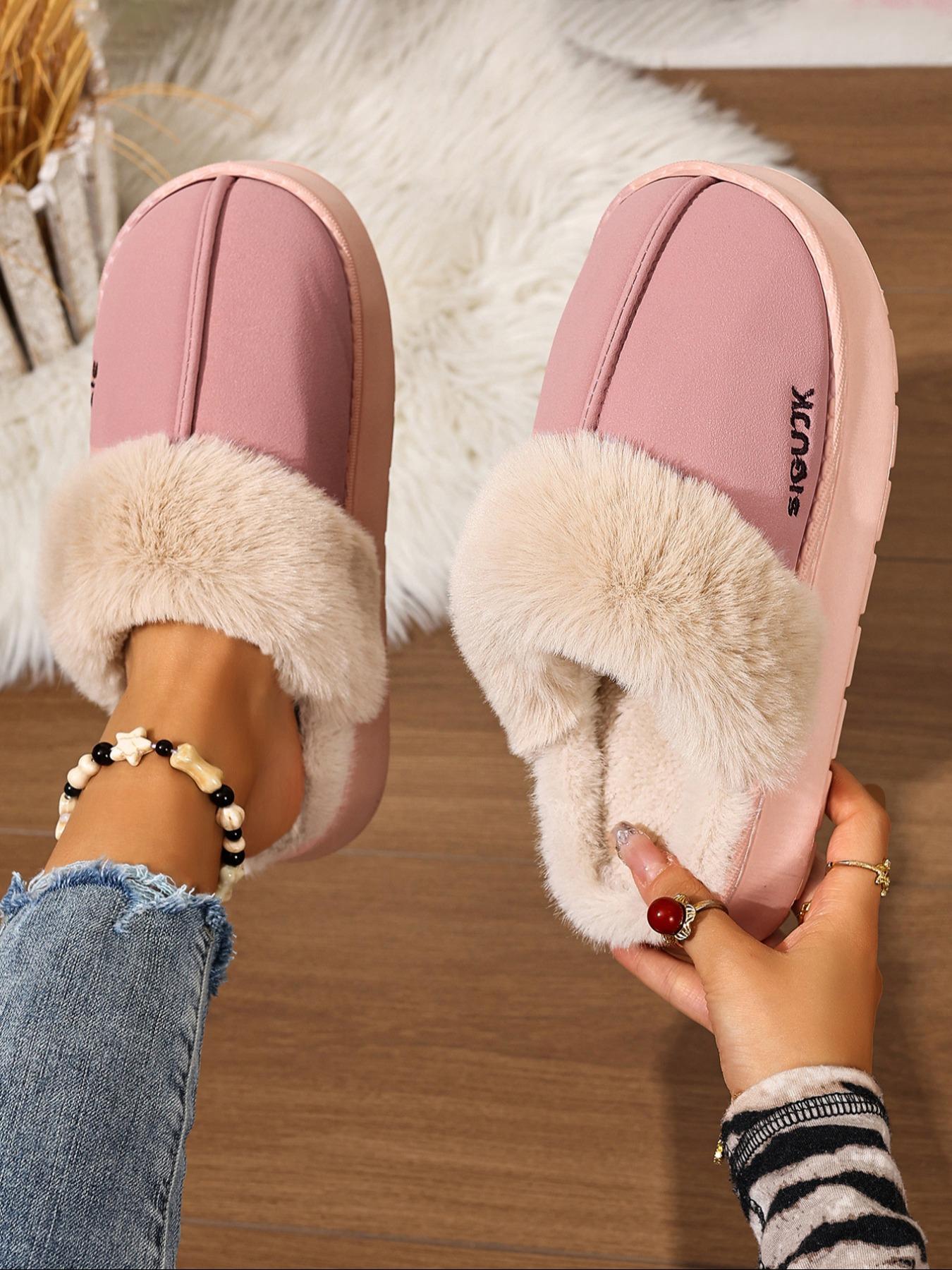 Women's Winter Warm Cotton Slippers, Soft Plush Lining, Indoor Slip-On Shoes, Perfect for Snow, Halloween & Christmas, Fluffy, Home Slippers