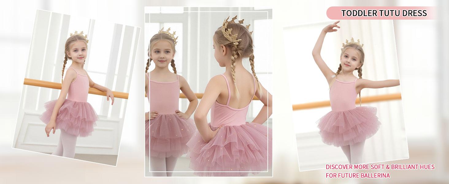 Toddler Girls Ballet Tutu Dress, Ballet Leotard with Tulle Skirt, Ballerina Dance Outfit for Ballet Class & Recitals