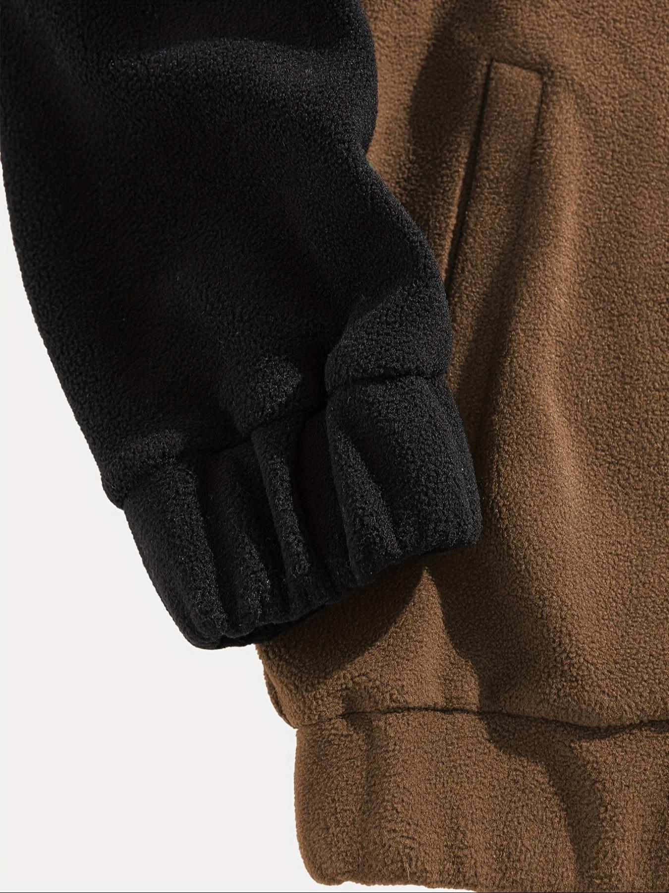 Men's Fleece Half-Zip Stand Collar Long Sleeve Sweatshirt, Casual Warm Vintage Pullover for Fall & Winter, Thick Fabric, Fitted Style