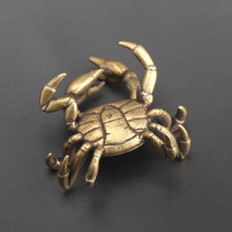 Brass Crab Desktop Ornament Model, Metal 3D Ocean Creature Statue, Decorative Craft Item, Unique Home Decoration Piece