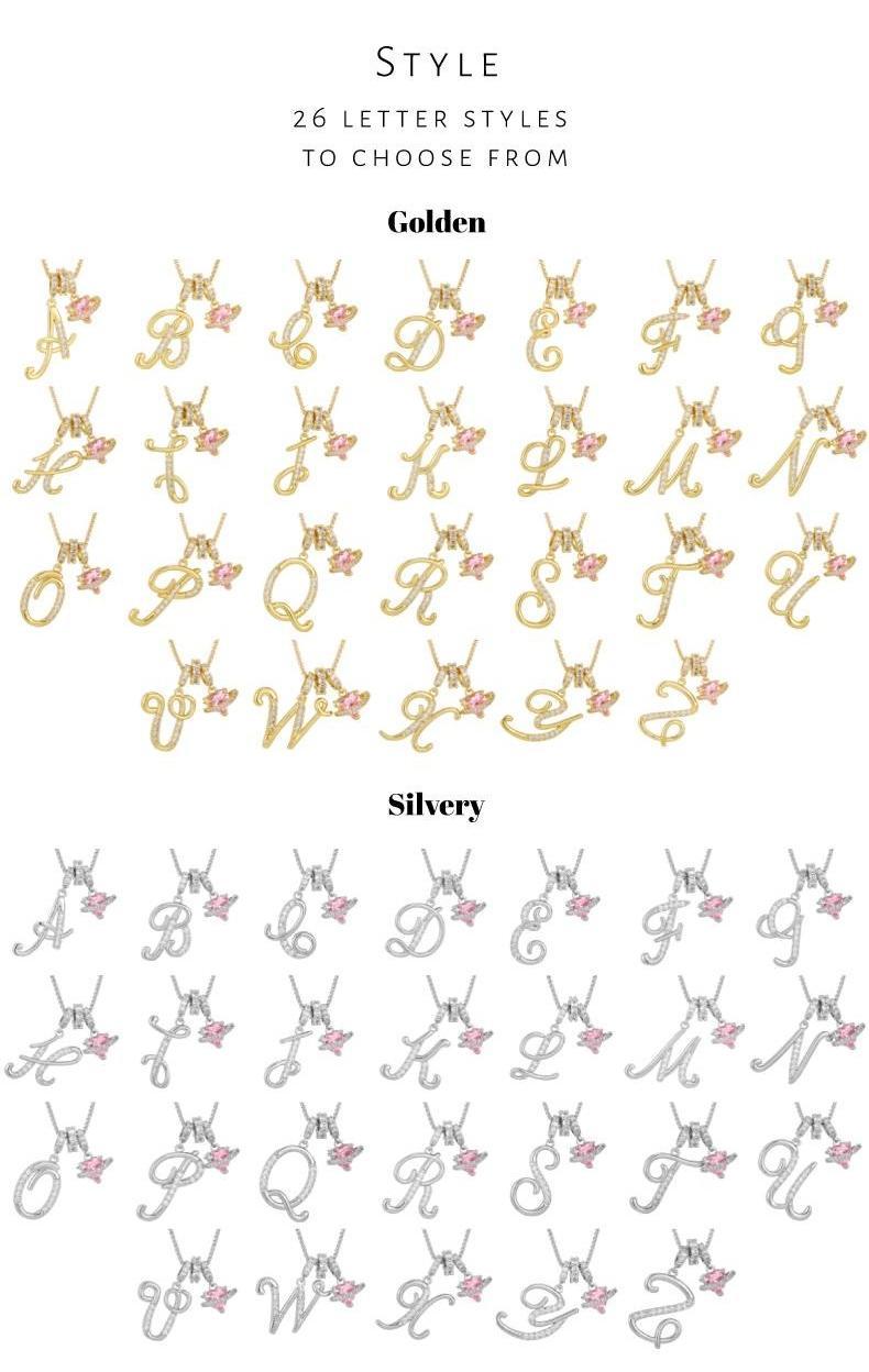 Women's 18 Karat Gold Plated Initial Heart Charm Necklace - Pink Cubic Zirconia Letter Pendant, Bling Necklace, Gold Plated Chain, Fashion Costume Jewelry for Anniversary, Black Friday Gift