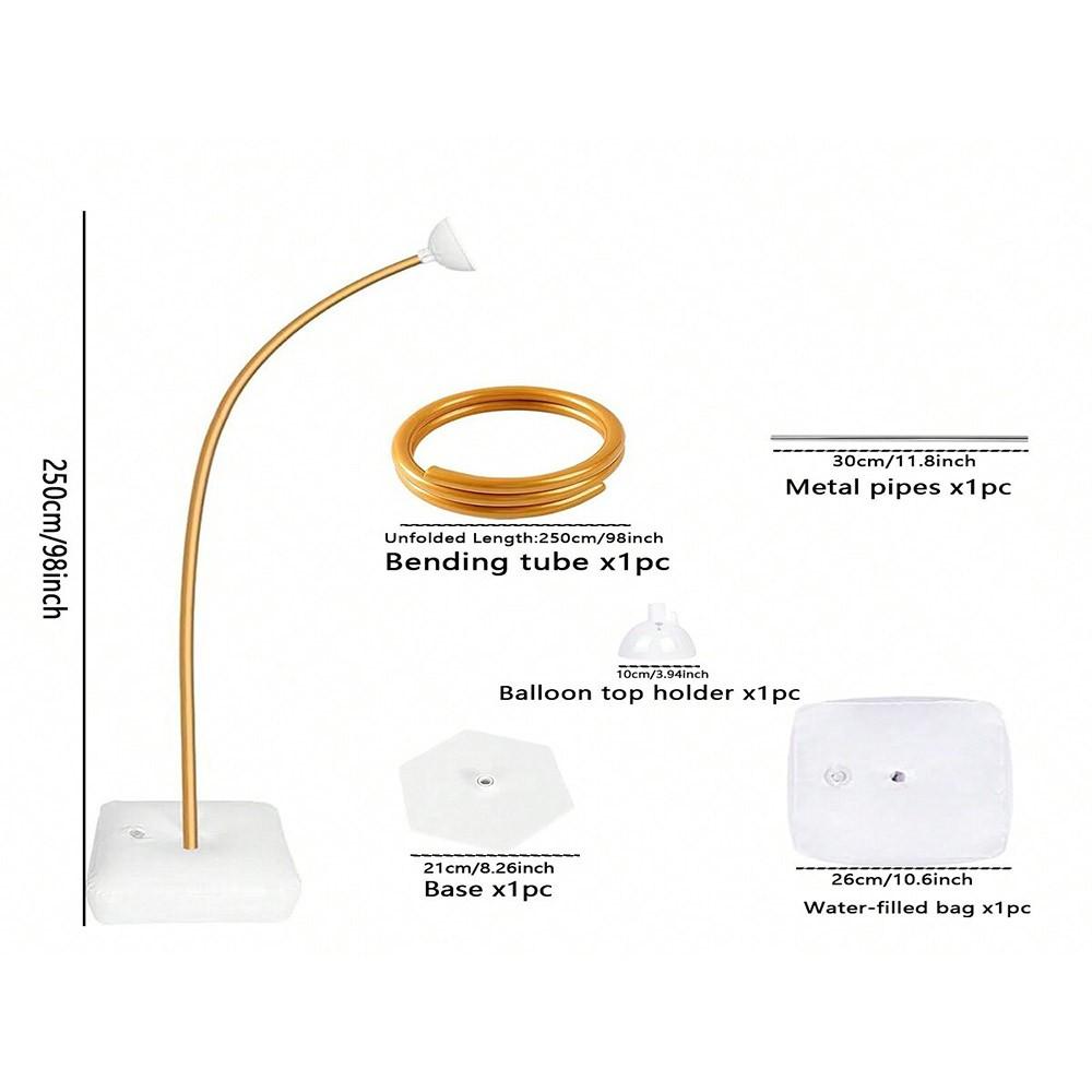 2.5m/1.5m Balloon Arch Kit, Freeform Bendable Balloon Column Stand, Half-Arch Balloon Frame with Base, Wedding Graduation Birthday Decor ( & Gold)