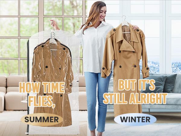 TAILI Hanging Vacuum Storage Bags Space Saver Bags, Set of 4 (2 Long, 2 Short), Clear Vacuum Sealer Bags for Clothing, Suits and Jackets, Closet Organizers and Storage Hangable