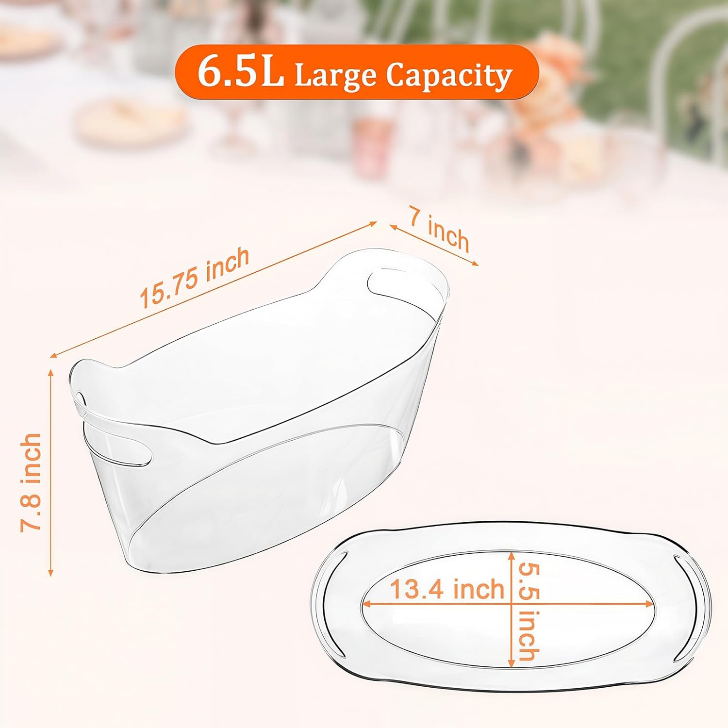 6.5L Ice Bucket 2 Pack Ice Buckets for Parties, Beverage Tub for Bar with Handle, Drink Cooler for Champagne, Clear Ice Bucket with Scoop for Mimosa Bar Drink Chiller 6.5L Ice Bucket 2 Pack Ice Buckets for Parties, Beverage Tub for Bar with Handle, Drink Cooler for Champagne, Clear Ice Bucket with Scoop for Mimosa Bar Drink Chiller