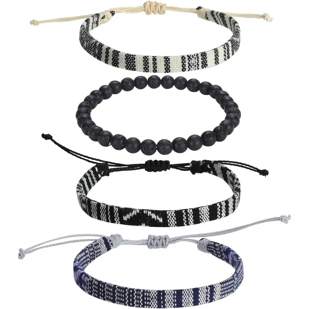 Beach Bracelet Set for Men and Women, Surfer Men Bracelet, Braided Boho Summer Bracelets Adjustable Men's Bracelet  Women Bracelet String Rope Ankle Bracelets Birthday